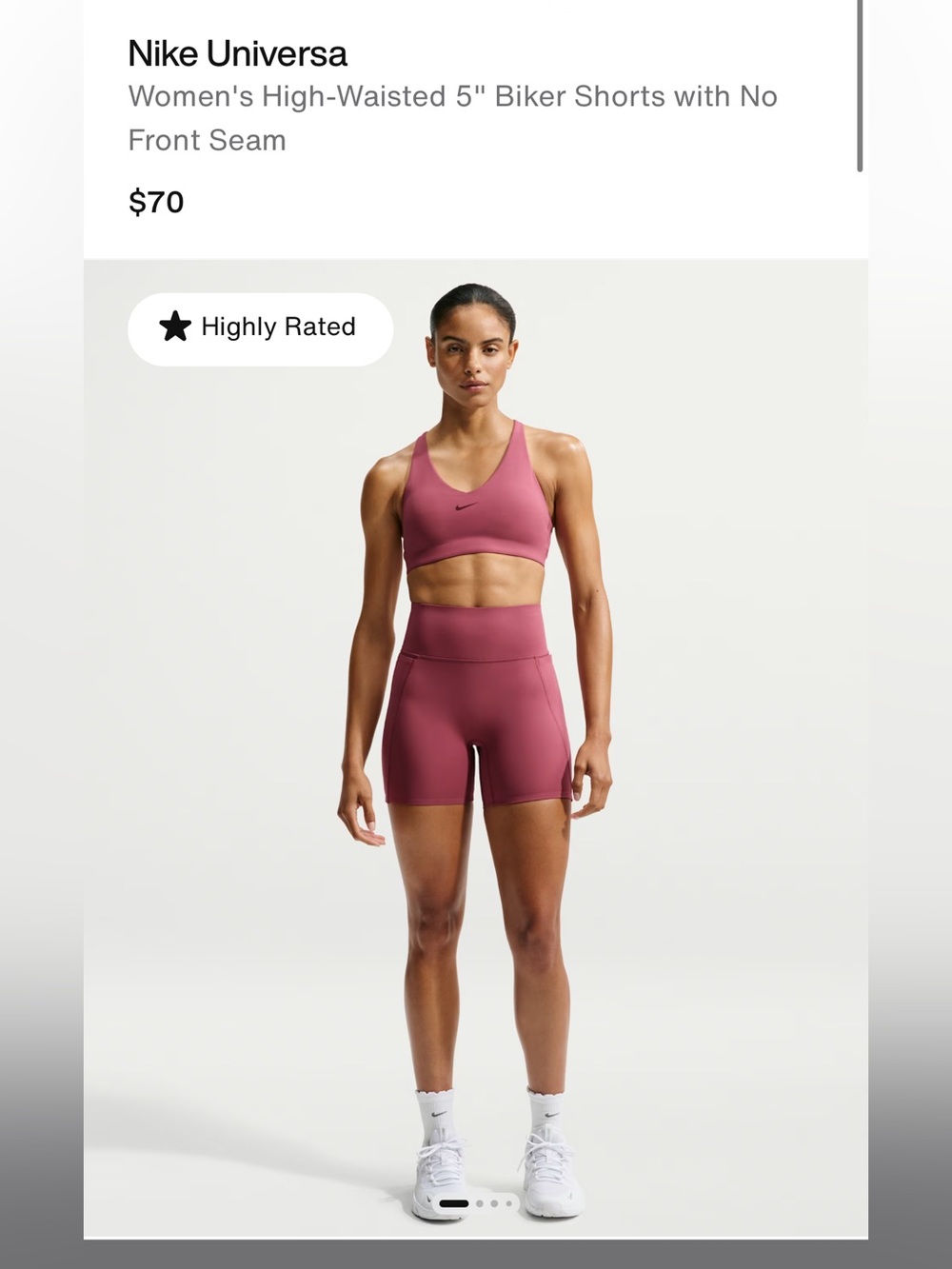 NWT Nike Women's High-Waisted 5" Biker Shorts with No Front Seam